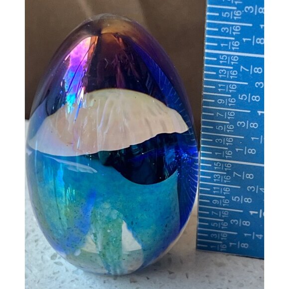 MSH Iridescent Blown Glass Paperweight Mt. St. Helen’s Ash Flower Dated ‘85 Gift - Picture 3 of 9